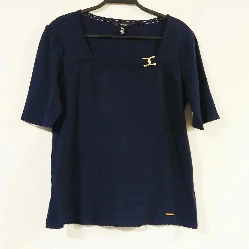 Ellen Tracy Blue Knit‎ Top